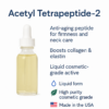 Dropper bottle of Acetyl Tetrapeptide-2 with benefits for skin firmness, collagen, and neck care.
