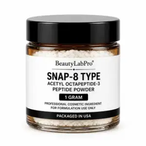 BeautyLabPro SNAP-8 Type Acetyl Octapeptide-3 peptide powder 1 gram in amber jar with black lid on white background