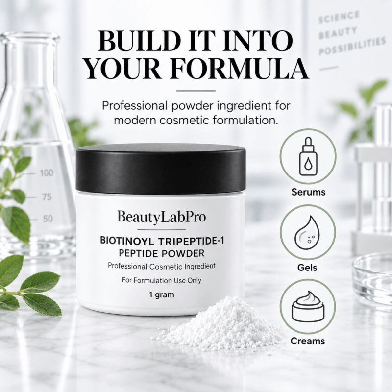 Laboratory serum formulation scene illustrating cloudiness, color shift and sediment troubleshooting with botanical extract powders