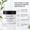 Palmitoyl Tripeptide-38 peptide powder formulator benefits infographic by BeautyLabPro