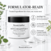 Acetyl Hexapeptide-8 powder infographic highlighting small-batch formulation, lot traceability and cosmetic ingredient quality.