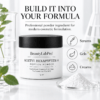 Acetyl Hexapeptide-8 powder jar beside serum, gel and cream icons illustrating cosmetic formulation applications.