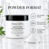 Acetyl Octapeptide-3 powder in a glass dish beside a SNAP-8 Type jar, with icons for fine powder format and batch portioning.
