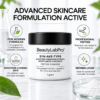 Syn-Ake-Type peptide powder jar surrounded by icons in a skincare formulation infographic.
