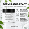 BeautyLabPro Syn-Ake-Type powder jar with small-batch, lot-traceability and cosmetic-quality infographic.