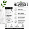 BeautyLabPro Hexapeptide-9 peptide powder 1 gram professional cosmetic ingredient in clear jar with black lid on white background
