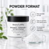 Biotinoyl Tripeptide-1 jar beside a dish of white powder with powder-format information