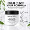 Myristoyl Pentapeptide-17 powder formulation infographic showing serums gels and creams