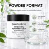 Myristoyl Pentapeptide-17 fine powder beside a white cosmetic ingredient jar