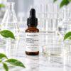 BLP Dipeptide-2 + Palmitoyl Tetrapeptide-7 Eye Contour Complex, amber dropper bottle with clear liquid in a petri dish