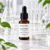 BLP Tetrapeptide-1 Peptide Solution, amber dropper bottle in a bright laboratory setting
