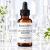 BLP Acetyl Hexapeptide-30 Peptide Solution, amber bottle with laboratory glassware